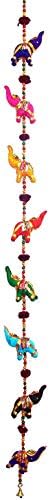 10 Velvet Fabric Covered Resin Elephants Hanging Decor