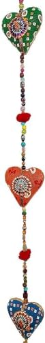 Rastogi Handicrafts Door Hanging Decorative Cotton Heart with Beads and Bell
