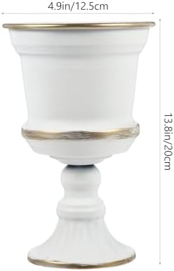 Yardwe White Iron Urn Planters for Outdoor Decor 12