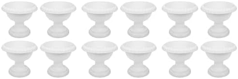 Yardwe 12Pcs White Plastic Urn Planters for Garden Porch Wedding Decor