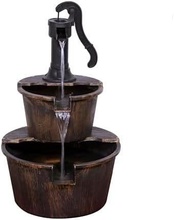 Alpine Corporation 2-Tiered Outdoor Water Fountain with Pump - Bronze Finish