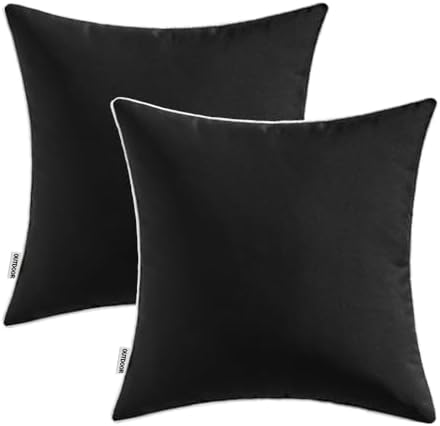 MIULEE Pack of 2 Outdoor Waterproof Decorative Throw Pillow Covers - Square 18x18 Inch Black