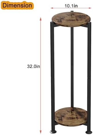 YIZAIJIA 2 Tier Plant Stand Metal Modern Black Round