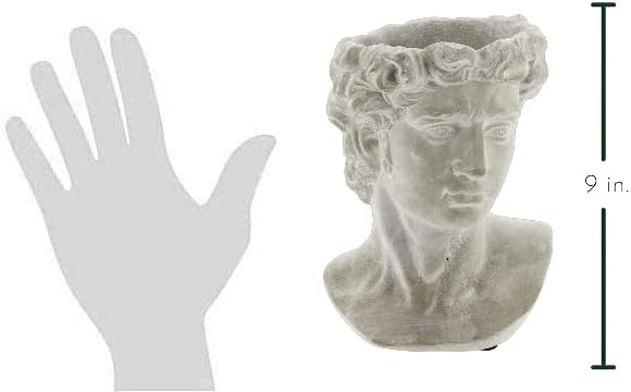 Greek Statue Head Cement Planter - 9 Inch Unique Decorative Plant Pot