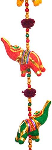 10 Velvet Fabric Covered Resin Elephants Hanging Decor