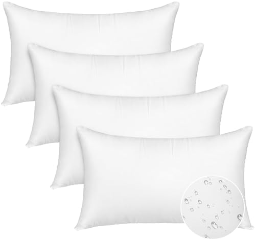 Pack of 4 12x20 Waterproof Pillow Inserts for Outdoor Use