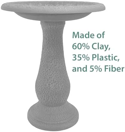 Tierra Garden Birdbath - 24x19 Red Fiber Clay Bowl and Stand