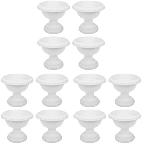 Yardwe 12Pcs White Plastic Urn Planters for Garden Porch Wedding Decor