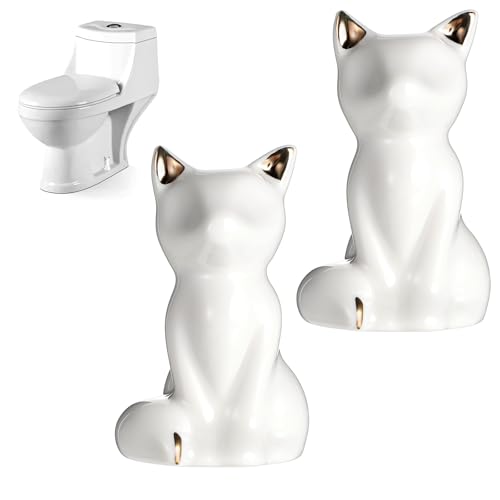 2pcs Cat Shape Toilet Bolt Covers Ceramic Decorative Bathroom Accessories