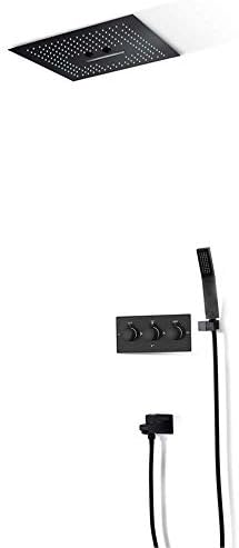 Black Concealed Shower Wall-Mounted Set with LED Control
