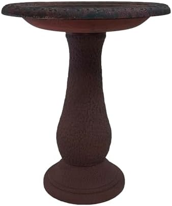 Tierra Garden Birdbath - 24x19 Red Fiber Clay Bowl and Stand