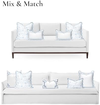 Hofdeco Premium Coastal Scalloped Throw Pillow Cover 20x20 Baby Blue Dahlia Floral