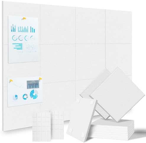 12 Pack Large Cork Board 118x118 White