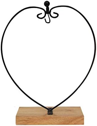 YY YEARCHY Iron Hanging Plant Stand with Heart and Rectangle Wood Base