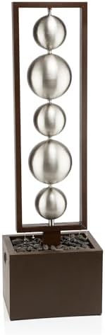 Alpine Corporation WIN1562 Outdoor Cascading Stone Water Wall Floor Fountain with LED Lights 32 H Gray