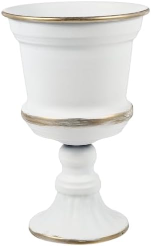 Yardwe White Iron Urn Planters for Outdoor Decor 12