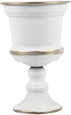 Yardwe White Iron Urn Planters for Outdoor Decor 12