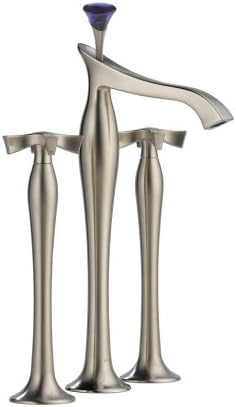 Brizo K65790X-63256BN Bathroom Faucet with Cross Handles and Blue Crystal Finial