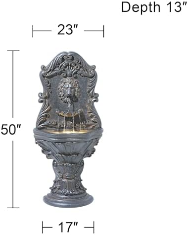 John Timberland Royal Lion Acanthus 50 Inch Water Fountain with LED Light