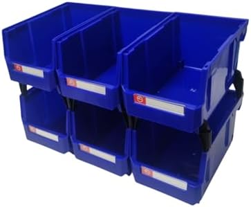 PeHui Stackable Storage Bins for Screws and Office Supplies Blue 6Pack