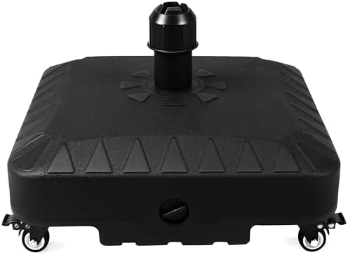 Patio Umbrella Base with 4 Rolling Wheels Black