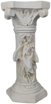 Vintage Weathered Winged Angel Roman Column Statue with Magnesium Pedestal Base