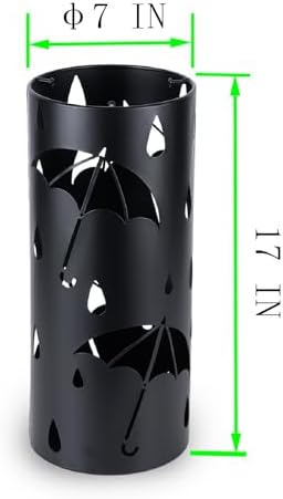 Black Round Metal Umbrella Stand Rack 17x7 Inch