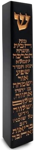 TALISMAN4U Modern Black Mezuzah Case with Scroll and Gold Shin