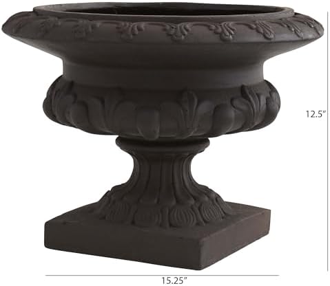 Nearly Natural 125in H Iron Finish Decorative Urn