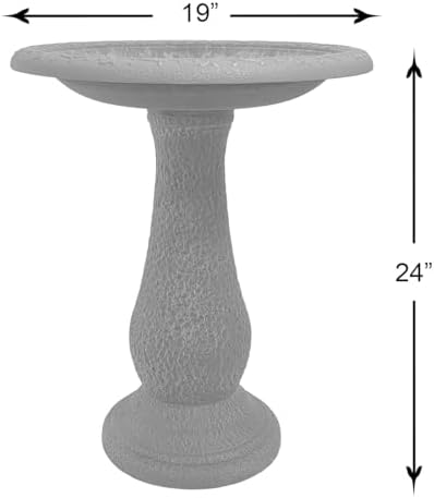 Tierra Garden Birdbath - 24x19 Red Fiber Clay Bowl and Stand