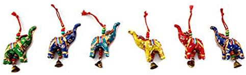 FIKIMOS Elephant Bell Hanging Decor Set of 6