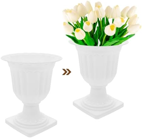 GANAZONO 2pcs White Flowerpot Decorative Planters for Home Wedding Office