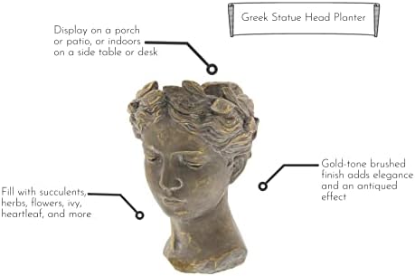 Greek Roman Style Female Statue Head Cement Planter - 105 Inch Unique Garden Decor
