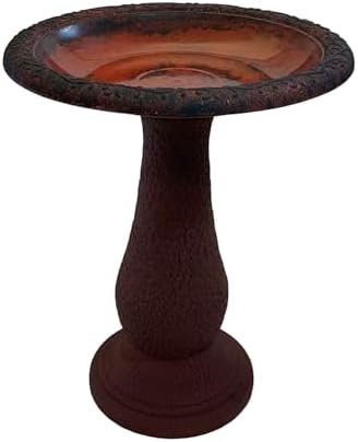 Tierra Garden Birdbath - 24x19 Red Fiber Clay Bowl and Stand