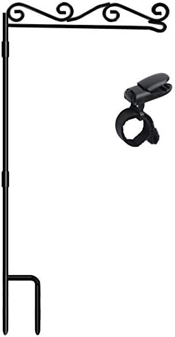 HOOSUN Garden Flag Stand 378 High Black Metal Pole Holder