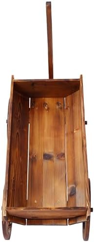 Lunanniu Wooden Wagon Planter Box with Wheels and Handle