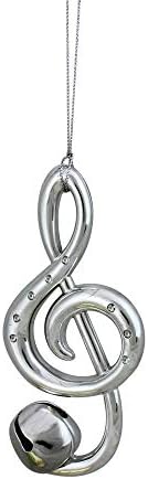 MidWest Gloves Shiny Silver Treble Clef Music Note Christmas Ornament