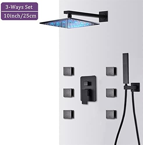 Matte Black LED Shower Faucet Set with 6 Jets