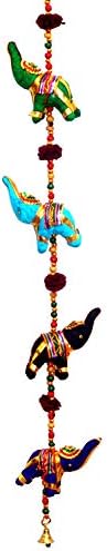 10 Velvet Fabric Covered Resin Elephants Hanging Decor