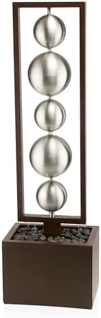 Alpine Corporation WIN1562 Outdoor Cascading Stone Water Wall Floor Fountain with LED Lights 32 H Gray