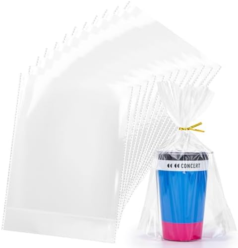 120Pcs Flat Bottom Clear Cellophane Bags with Twist Ties for Party Favors