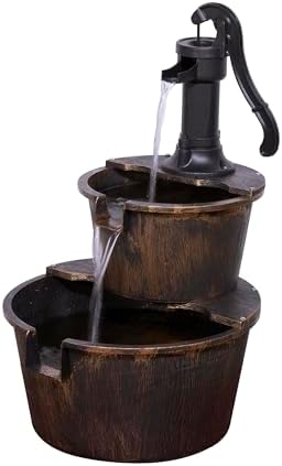 Alpine Corporation 2-Tiered Outdoor Water Fountain with Pump - Bronze Finish