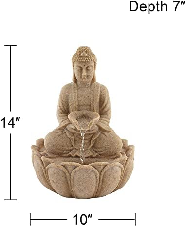 Calm Buddha 14 High Sandstone Fountain with LED Light