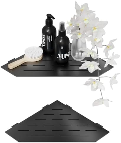 012 Inch Thick Black Corner Shower Shelf Set