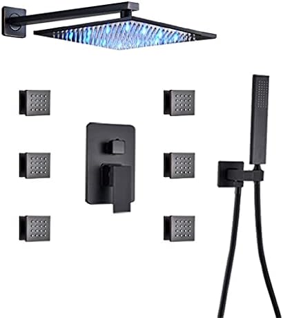 Matte Black LED Shower Faucet Set with 6 Jets