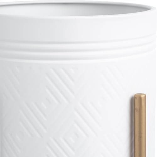 Sagebrook Home Set of 2 Modern White Iron Planters with Gold Stands