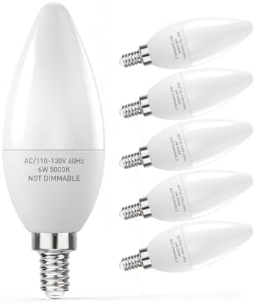 PARTPHONER E12 LED Candle Bulbs 60W Equivalent Pack of 6