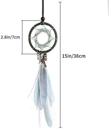 Dremisland Dream Catcher Car Rear View Mirror Pendant Charm with Pearl Ornament Blue Grey