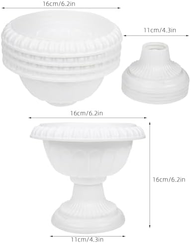 Yardwe 12Pcs White Plastic Urn Planters for Garden Porch Wedding Decor
