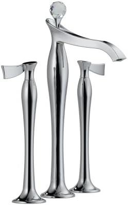 Brizo K65790L-63255PC Chrome Bathroom Faucet Vessel Deck Mount with Lever Handles and Crystal Finial